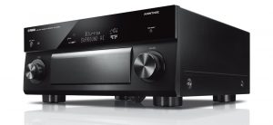yamaharxA AV receiver front view with controls and display screen.