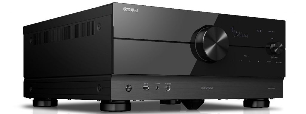 rxa8a Small black rectangular audio component with large dial on front.