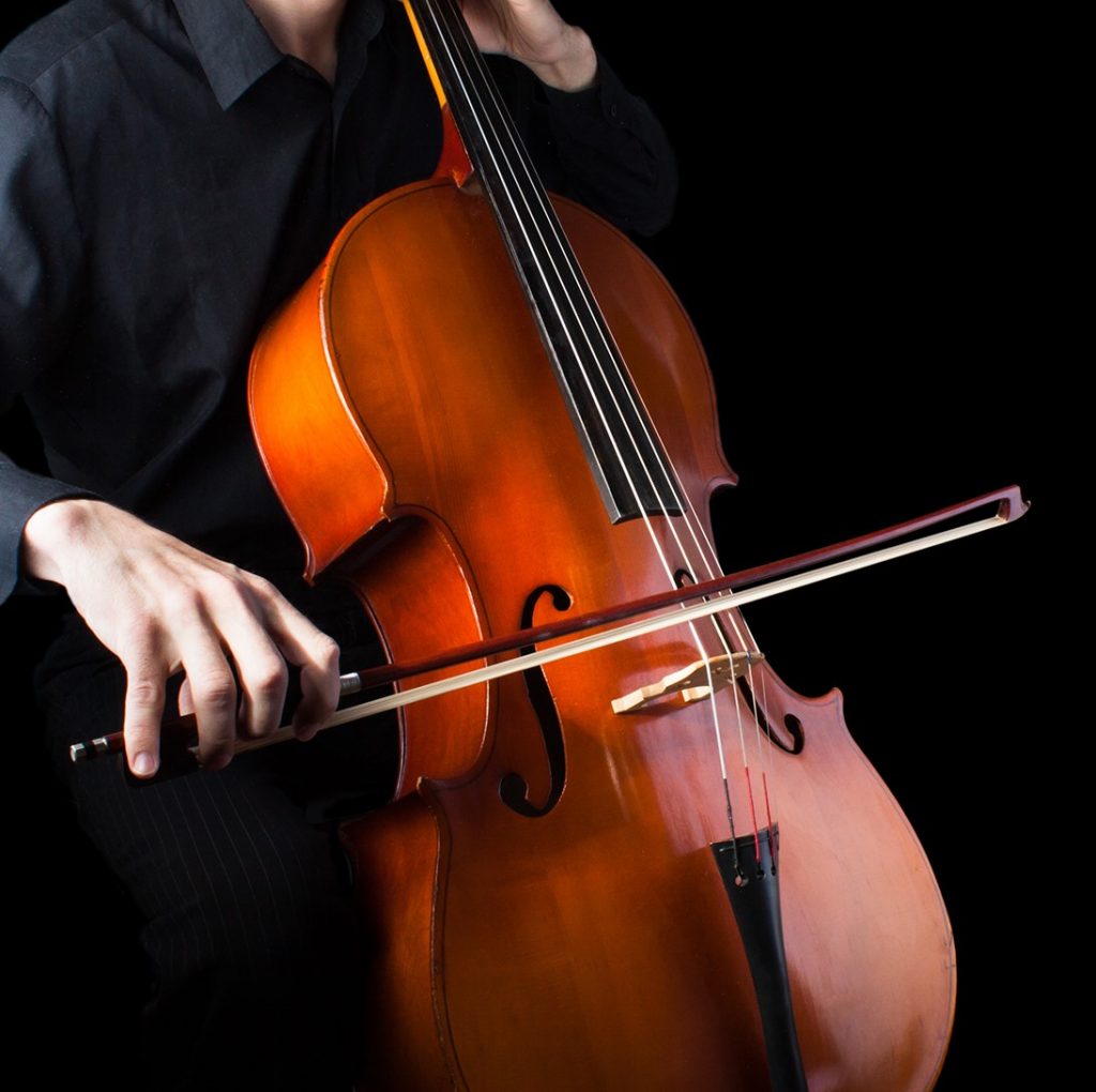 Bowed-cello-crop Man playing the cello. Classical music.